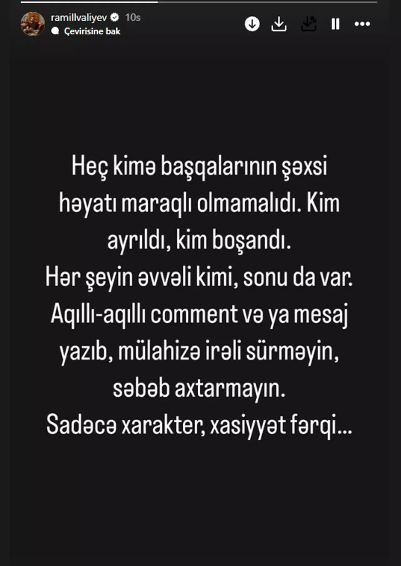 Aysunun həyat yoldaşından ayrılıq paylaşımı