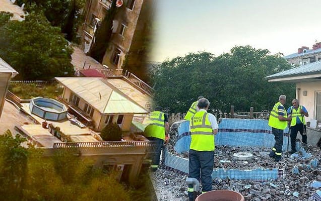 Binanın damında tikilən hovuz söküldü