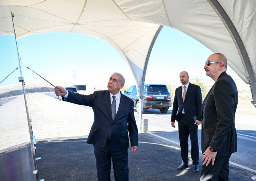 Prezident Cəbrayılda avtomobil yolunun açılışında - FOTOLAR