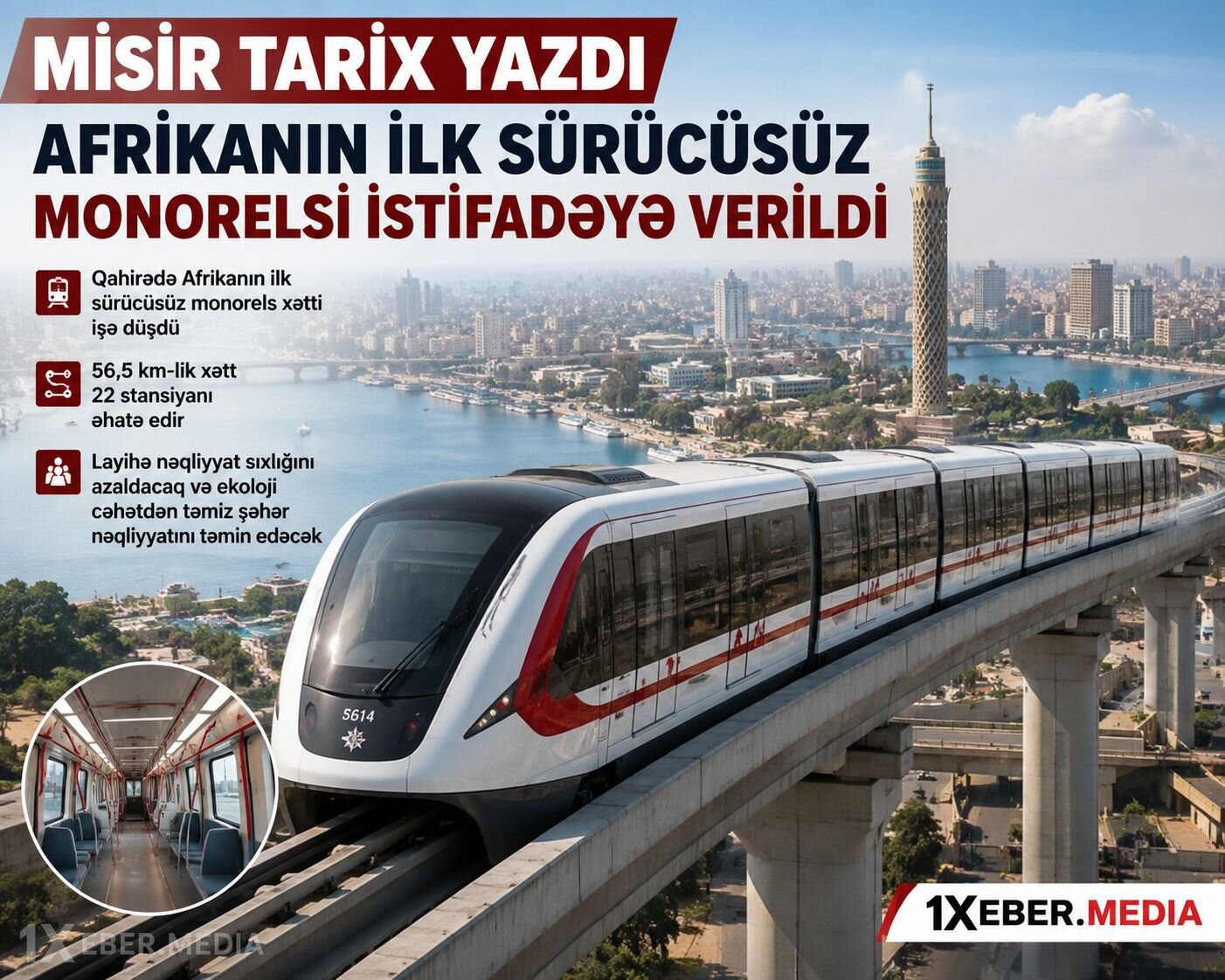 Misir tarix yazdı: Afrikanın ilk sürücüsüz monorelsi istifadəyə verildi