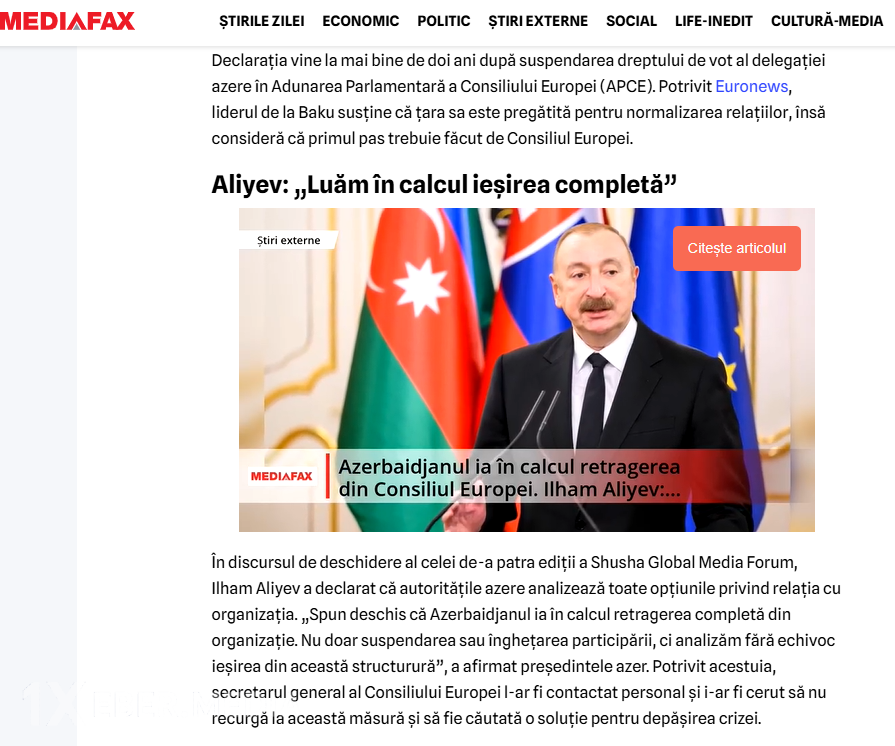 Dünya mətbuatı İlham Əliyevin tarixi çıxışını dərc edir