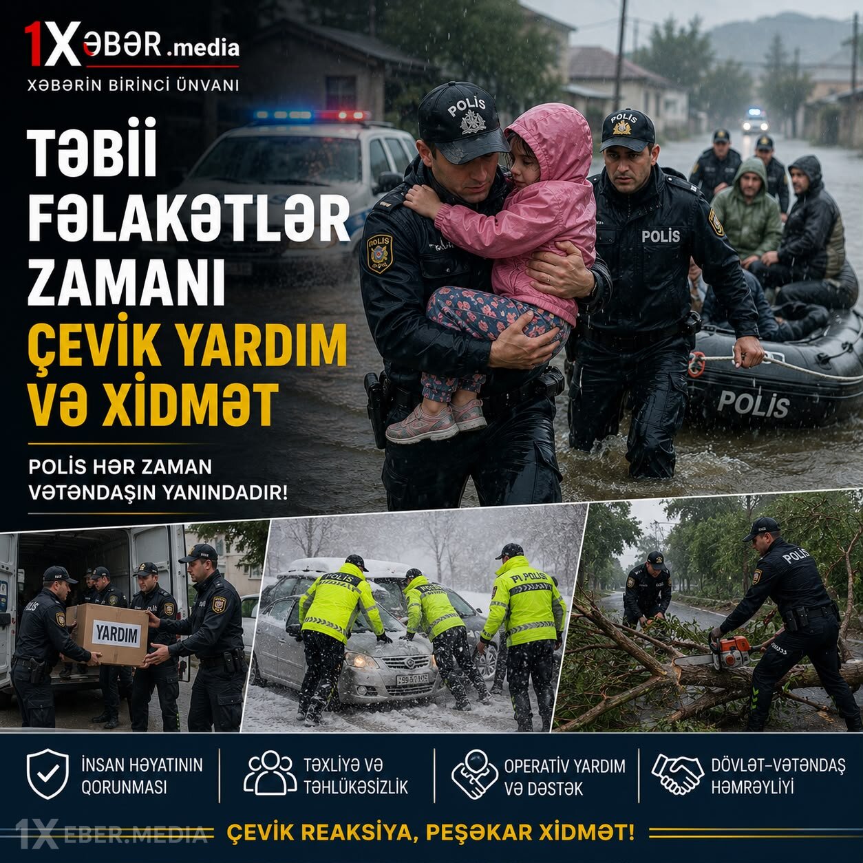 Təbii fəlakətlər zamanı çevik yardım və xidmət – Polis hər zaman vətəndaşın yanındadır-VİDEO