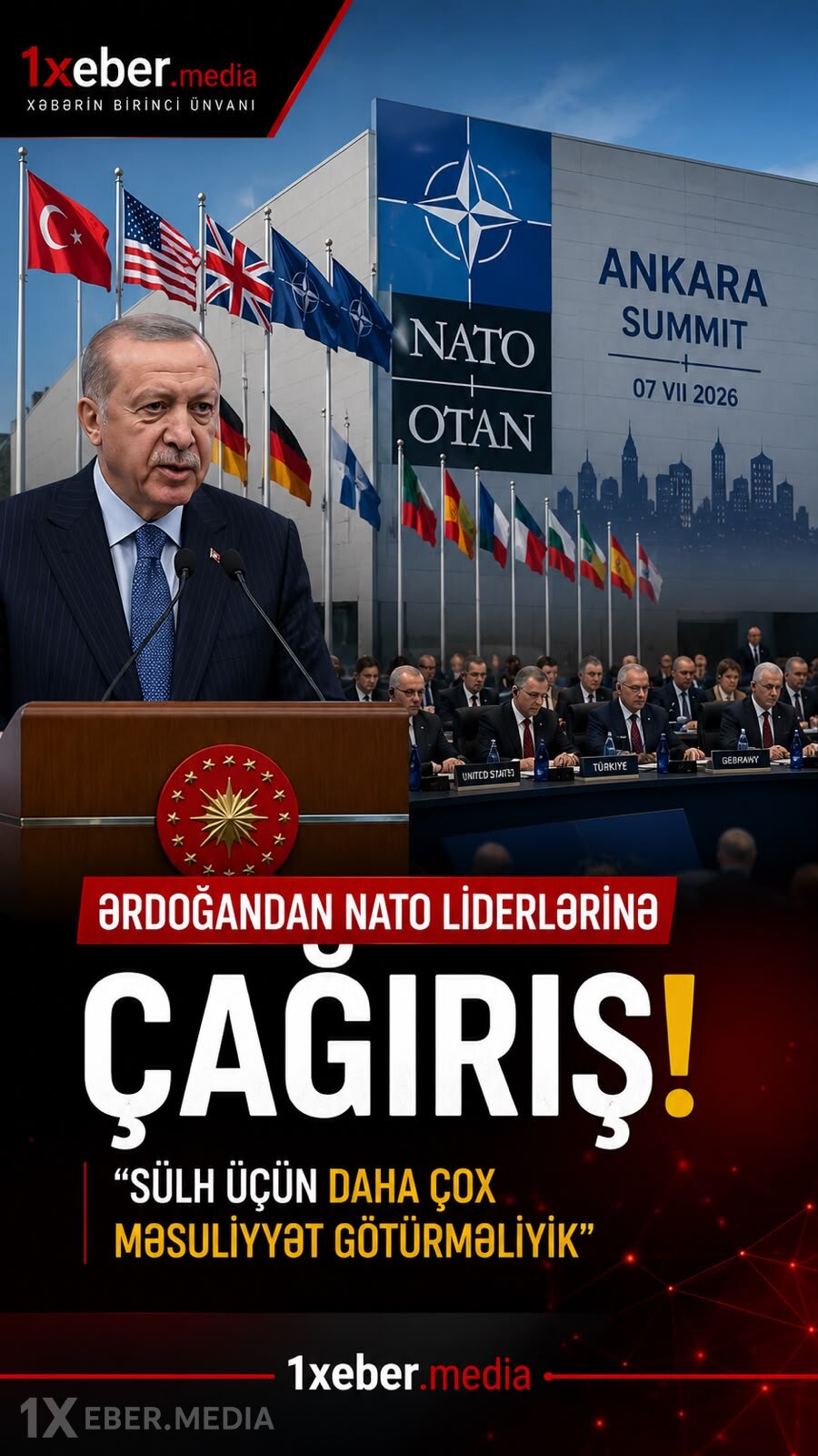 Ərdoğan NATO liderlərinə çağırış etdi: “Sülh üçün daha çox məsuliyyət götürməliyik”