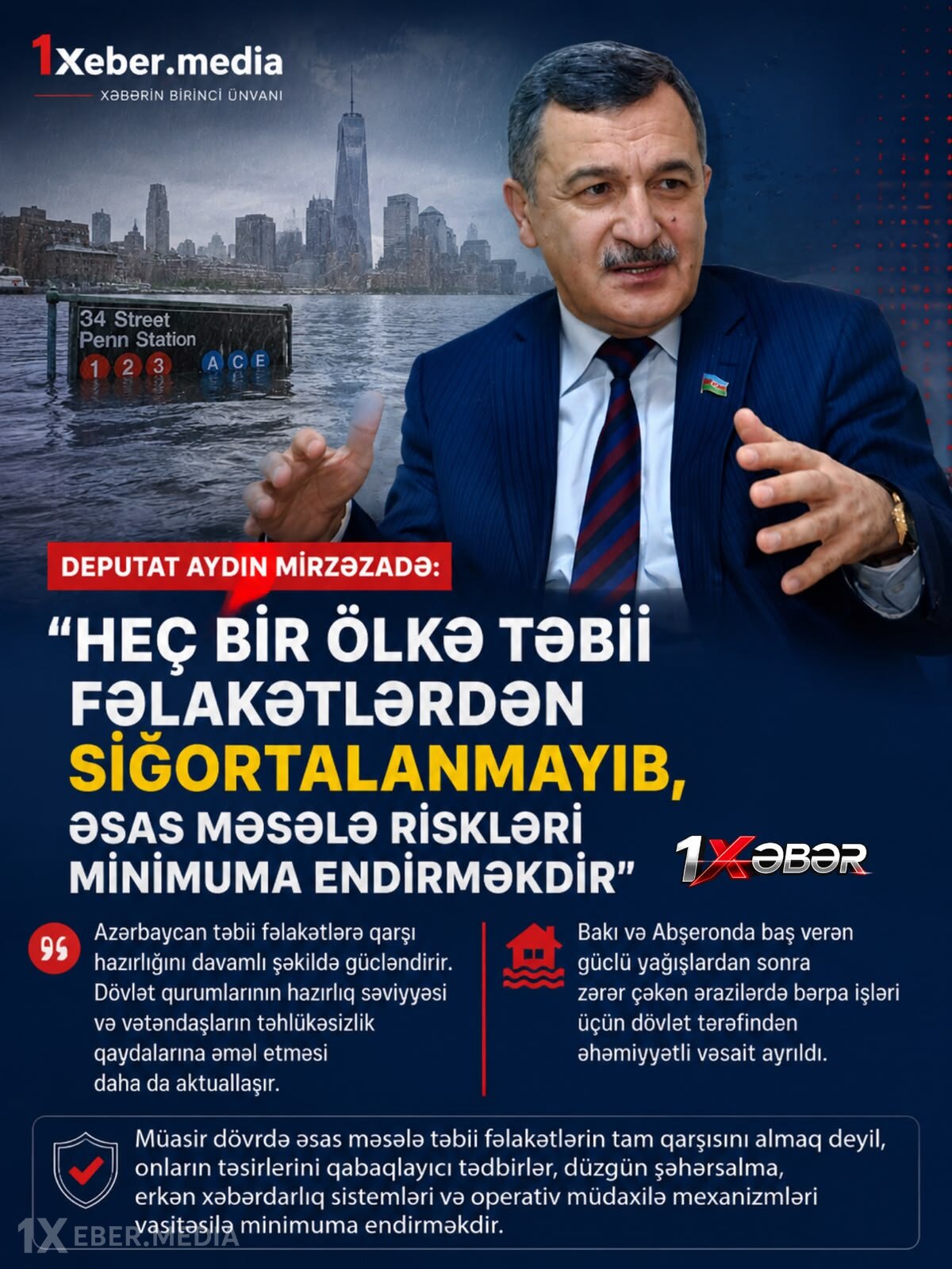 Deputat: Heç bir ölkə təbii fəlakətlərdən tam sığortalanmayıb