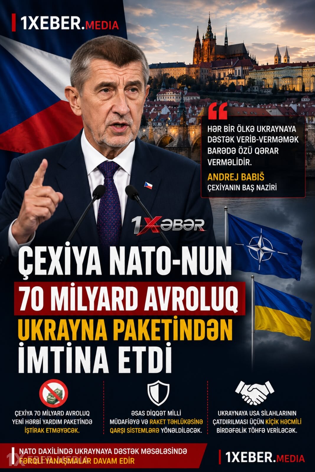 Çexiya NATO-nun 70 milyard avroluq Ukrayna paketinə qoşulmayacağını açıqladı