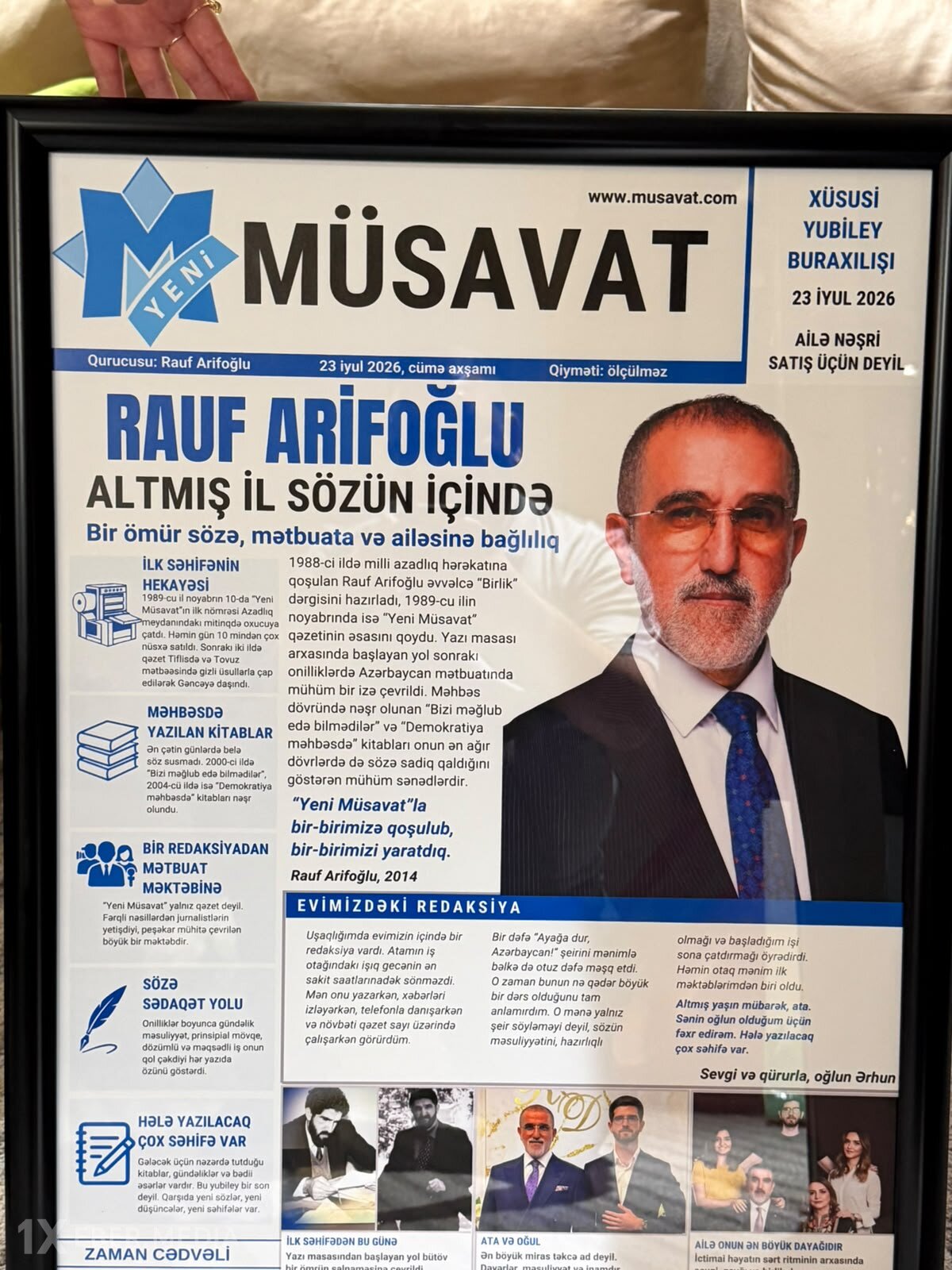 Oğlundan Rauf Arifoğluna təsirli yubiley hədiyyəsi