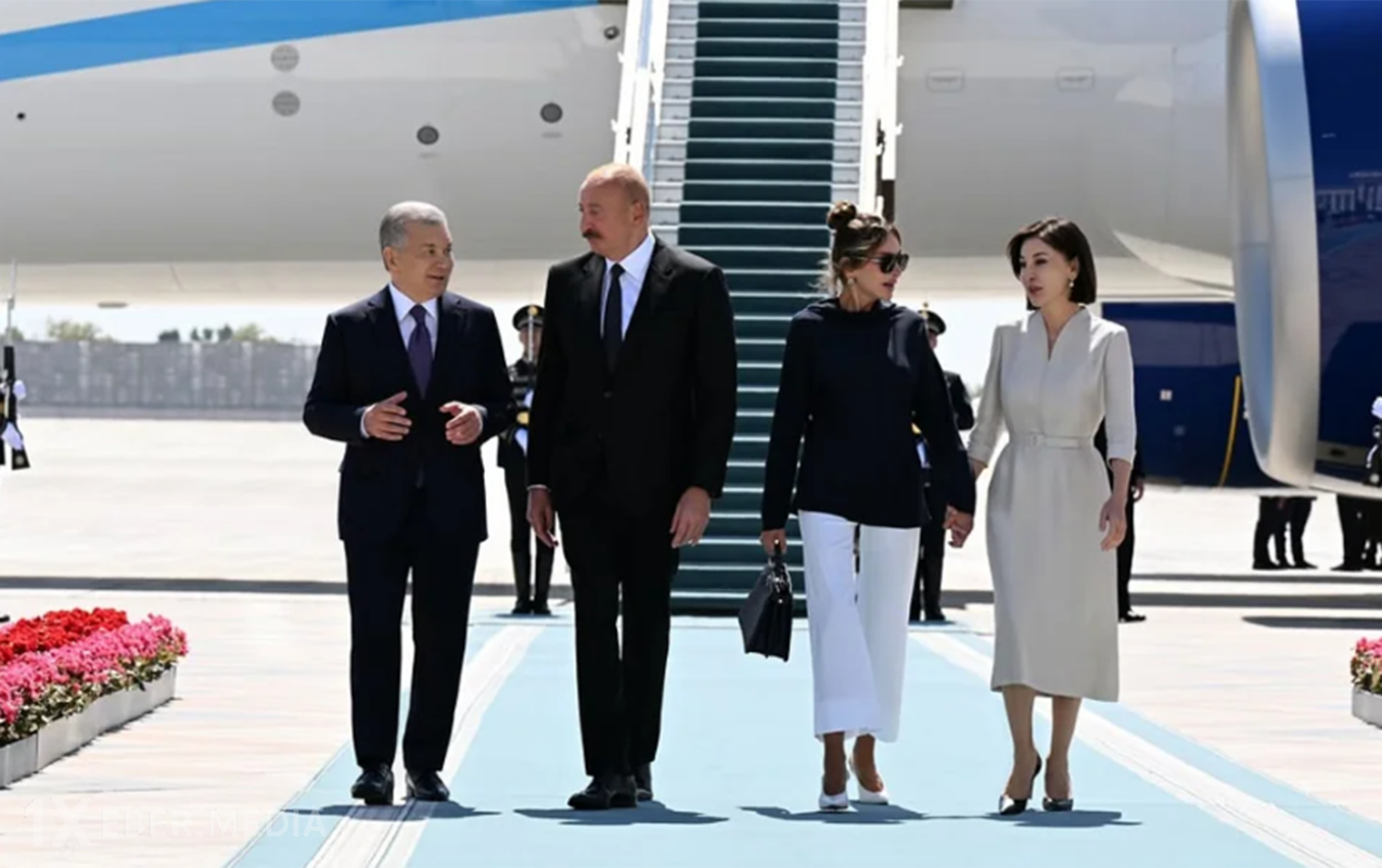 Azərbaycan ilə Özbəkistan prezidentləri və birinci xanımlar “Kuksaroy” Dövlət İqamətgahında birgə foto çəkdiriblər