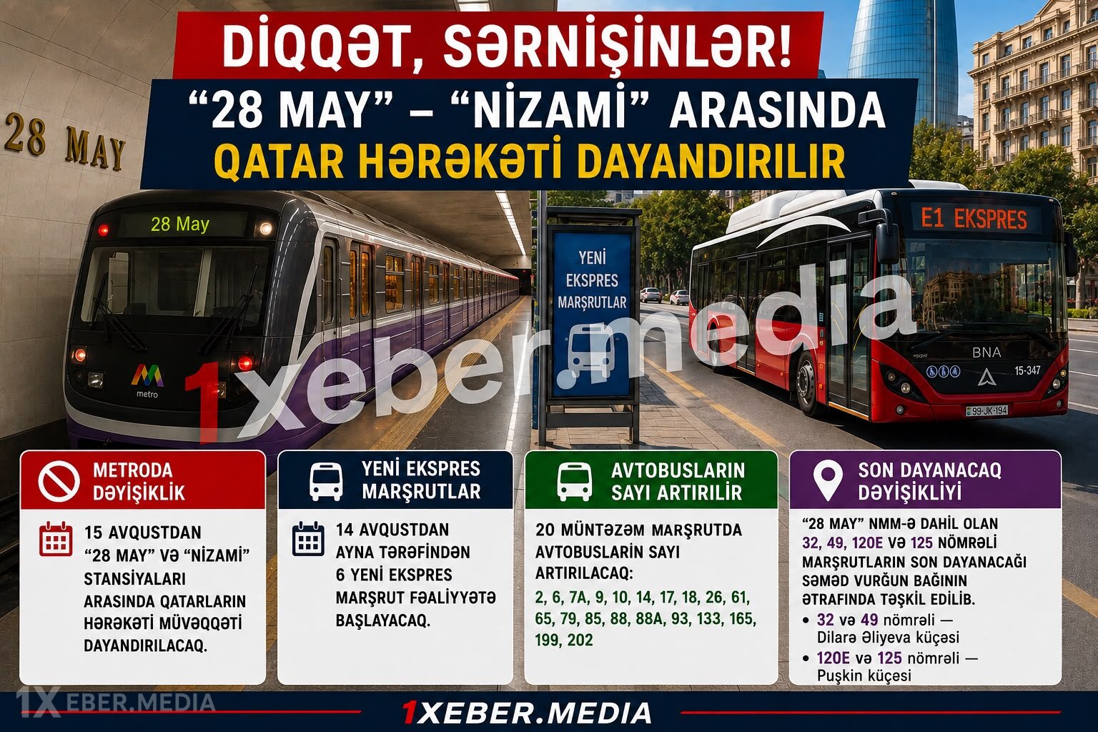 Metrodakı dəyişikliyə görə ekspress marşrutların dayanacaqları belə olacaq - VİDEO