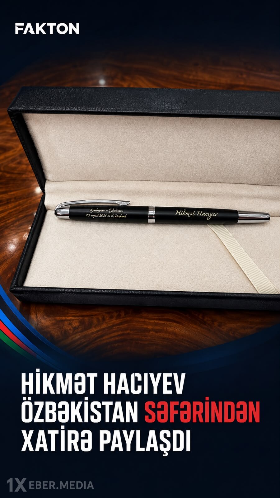 Hikmət Hacıyev Özbəkistanda ona təqdim edilən xatirə hədiyyəsinin fotosunu paylaşıb