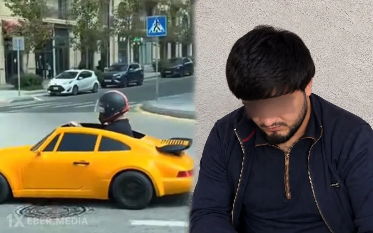 Əsas yolda oyuncaq maşın sürən şəxs məsuliyyətə cəlb edildi - VİDEO