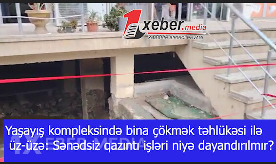 Yaşayış kompleksində bina çökmək təhlükəsi ilə üz-üzə: Sənədsiz qazıntı işləri niyə dayandırılmır?-VİDEO
